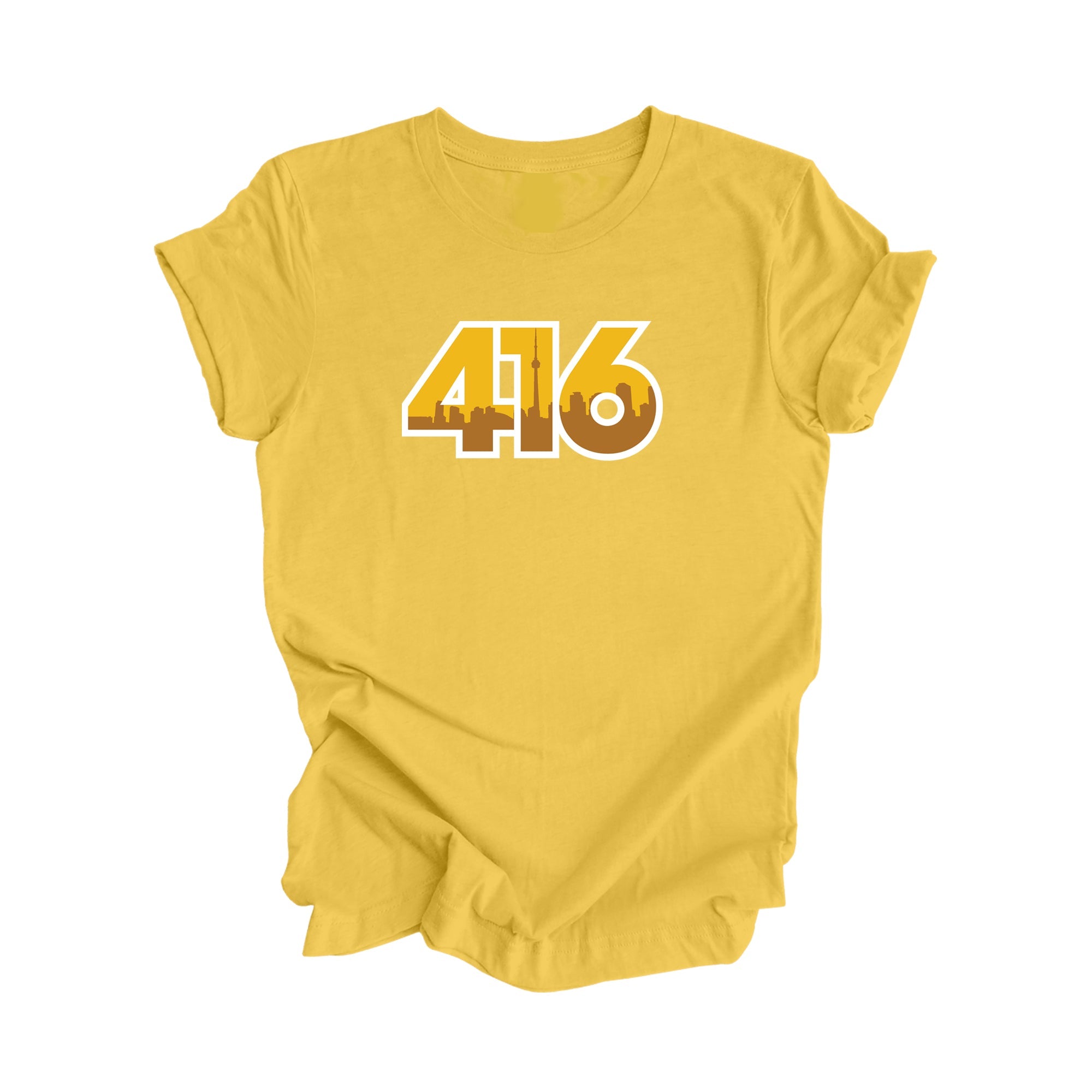 416 Toronto Ontario Canada Area Code City Skyline Gift - Unisex T-Shirt - Inspired X - Yellow - T-Shirt - Inspired X - I Love BJs