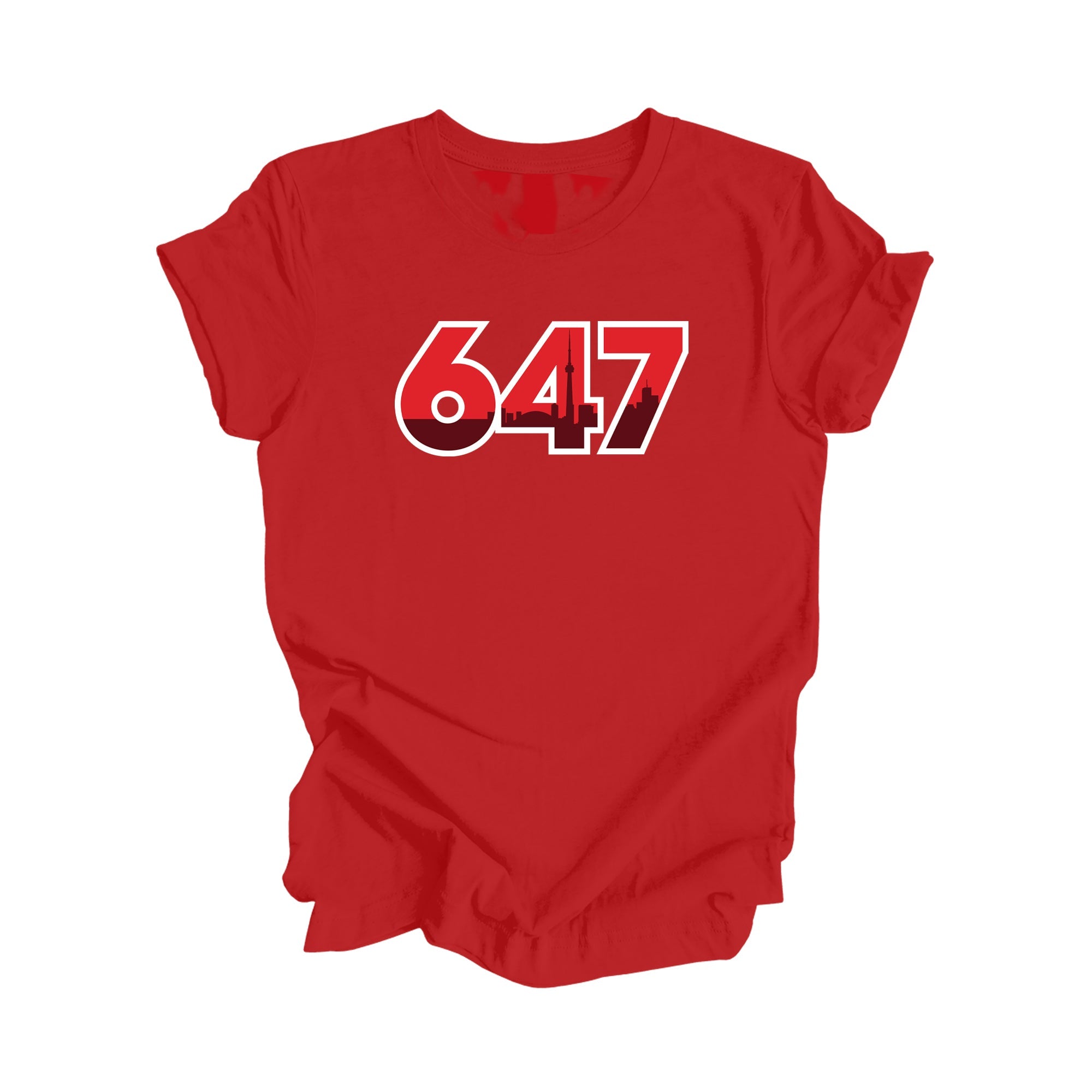 647 Toronto Ontario Canada Area Code City Skyline Gift - Unisex T-Shirt - Inspired X - Red - T-Shirt - Inspired X - I Love BJs