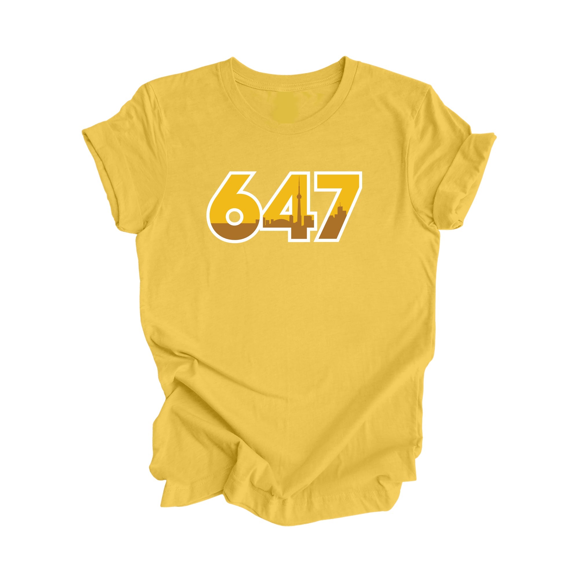 647 Toronto Ontario Canada Area Code City Skyline Gift - Unisex T-Shirt - Inspired X - Yellow - T-Shirt - Inspired X - I Love BJs