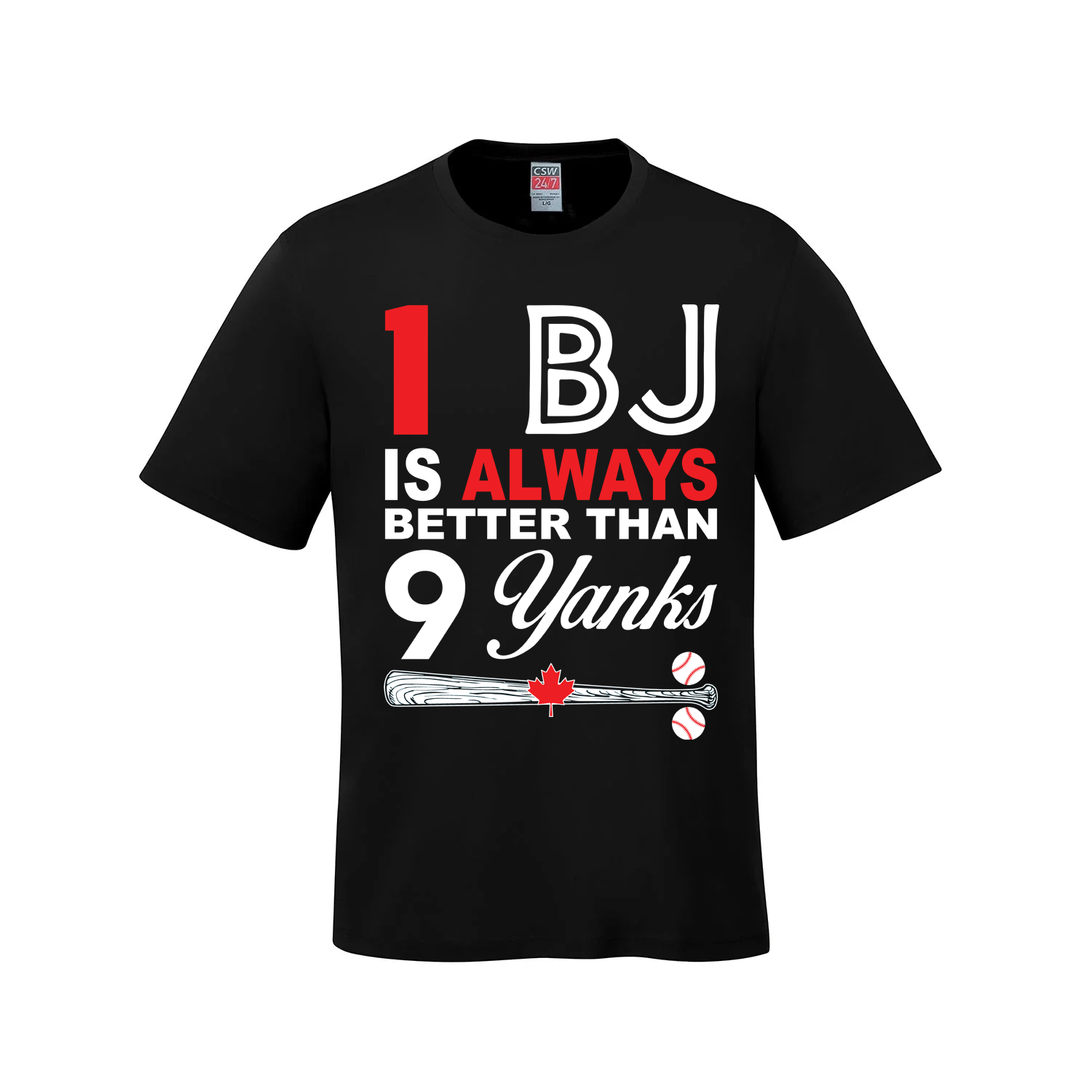 1 BJ is Always Better Than 9 Yanks – The Ultimate Rivalry Tee - Black - T-Shirt - I Love BJs Shop - I Love BJs