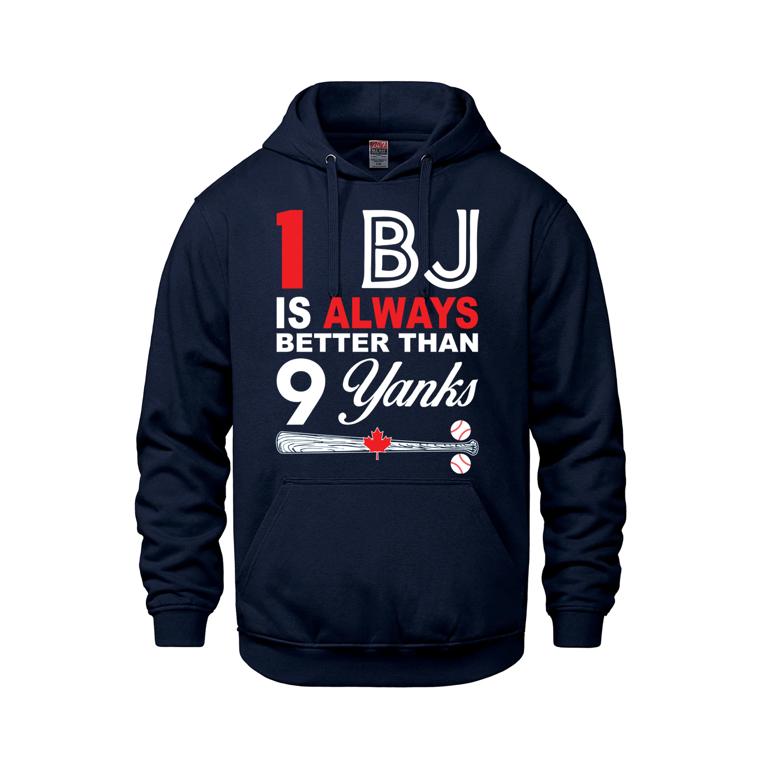 1 BJ is Always Better Than 9 Yanks – Pullover Hoodie - Navy - Fleece - I Love BJs Shop - I Love BJs