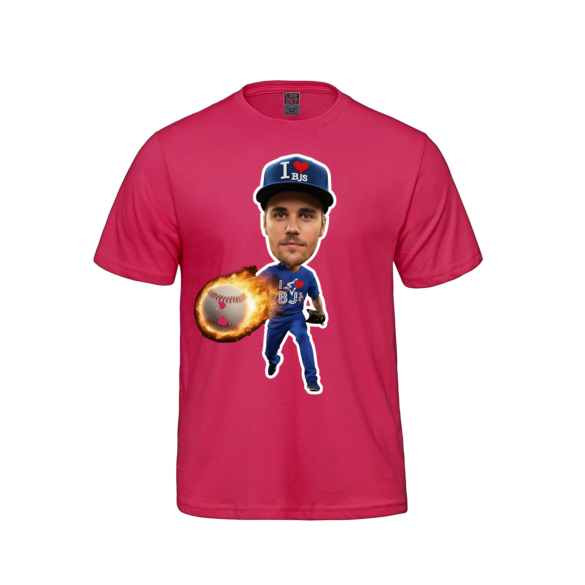 I Love BJs – Bieber Bobblehead Tee - Hot Pink - T-Shirt - I Love BJs Shop - I Love BJs