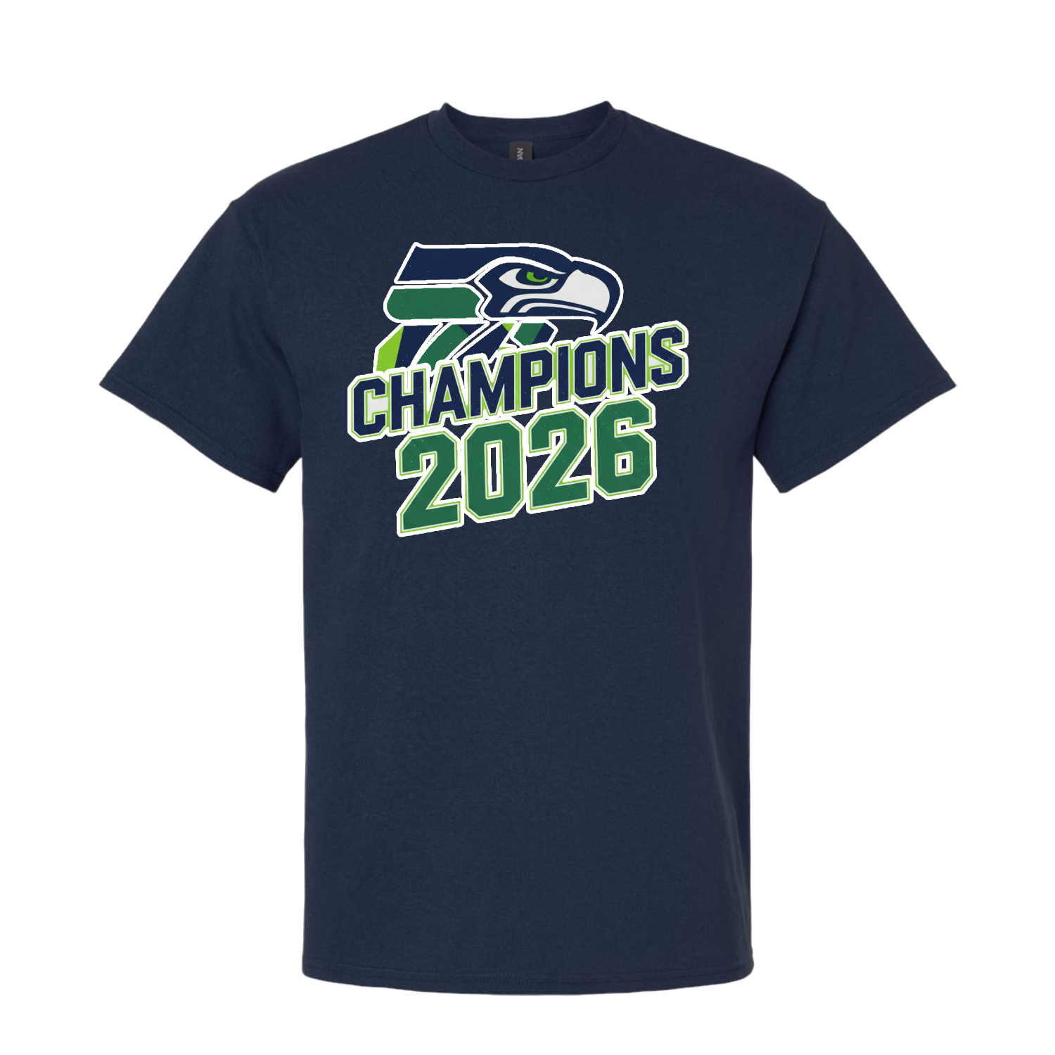 Seattle 2026 Gridiron Victory Classic Graphic Tee - Navy - T-Shirt - Champions Only - I Love BJs