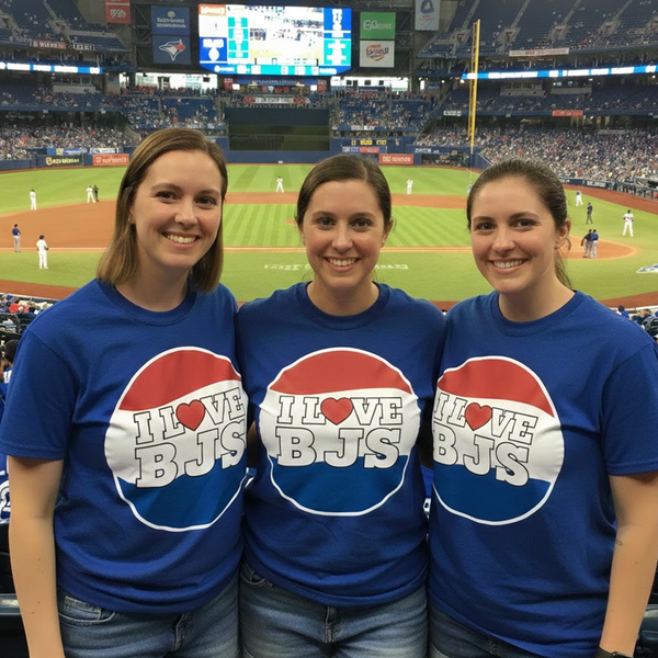 I LOVE BJS" Vintage Fan T-Shirt – Classic Pepsi-Style Logo - Royal Blue - T-Shirt - I Love BJs Shop - I Love BJs