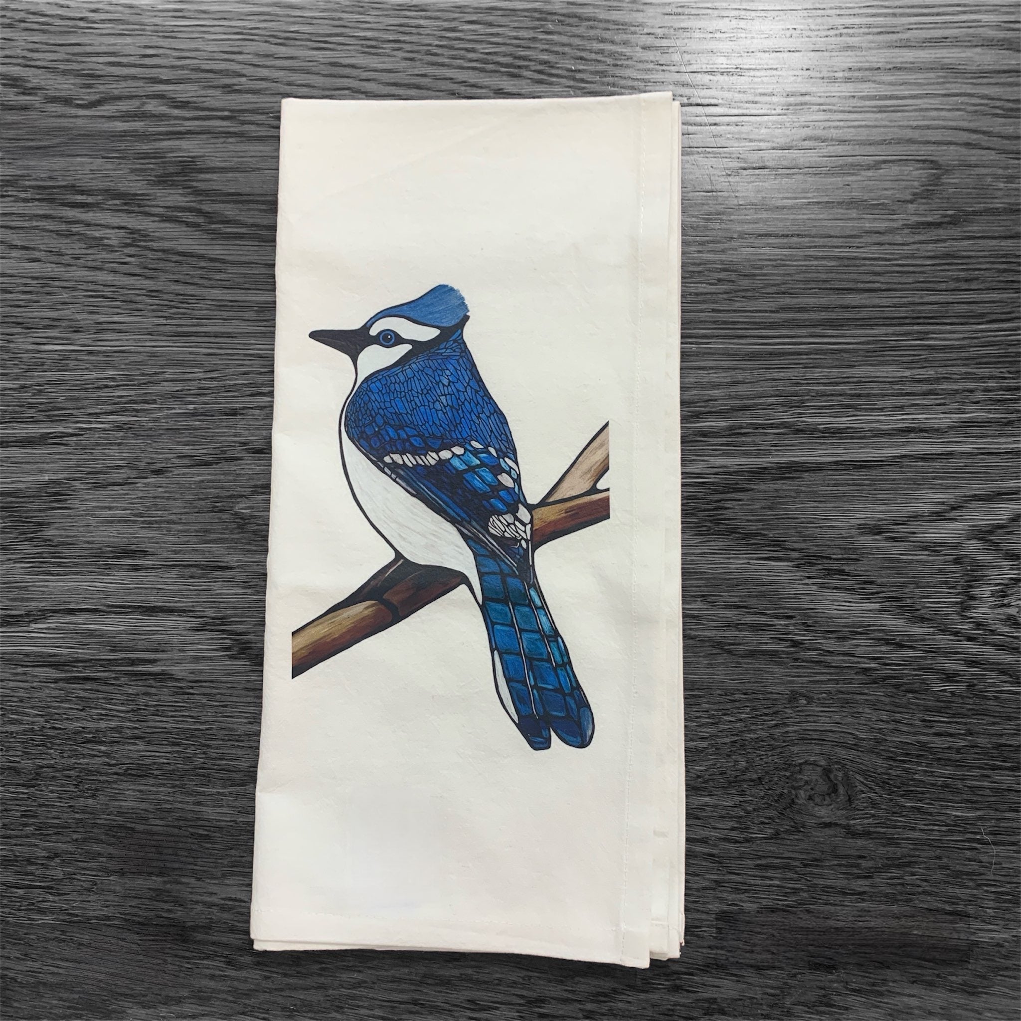 Flour Sack Tea Towel - 100% Organic Cotton - Blue Jay - - Home Decor - Unperfekt-Studios - I Love BJs