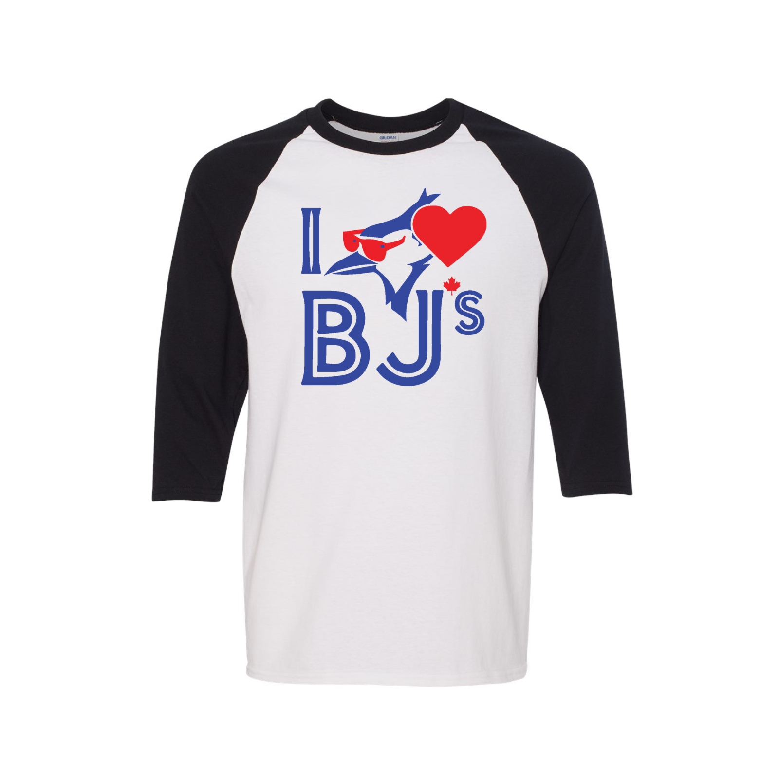 I Love BJs - Sunglasses Bird – Three-Quarter Raglan - Black - T-Shirt - I Love BJs Shop - I Love BJs