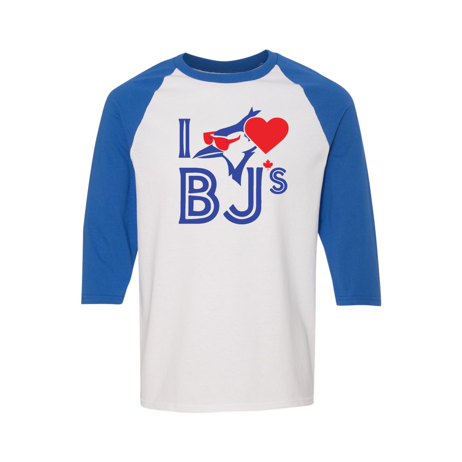 I Love BJs - Sunglasses Bird – Three-Quarter Raglan - Blue - T-Shirt - I Love BJs Shop - I Love BJs