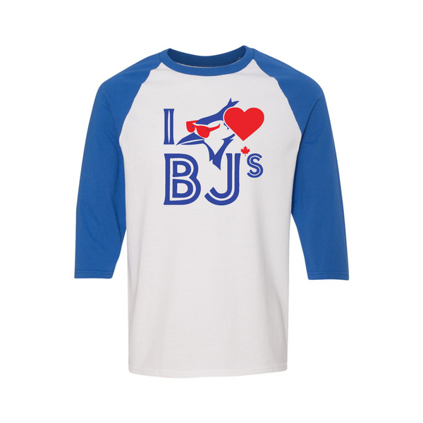 I Love BJs - Sunglasses Bird – Three-Quarter Raglan - Blue - T-Shirt - I Love BJs Shop - I Love BJs