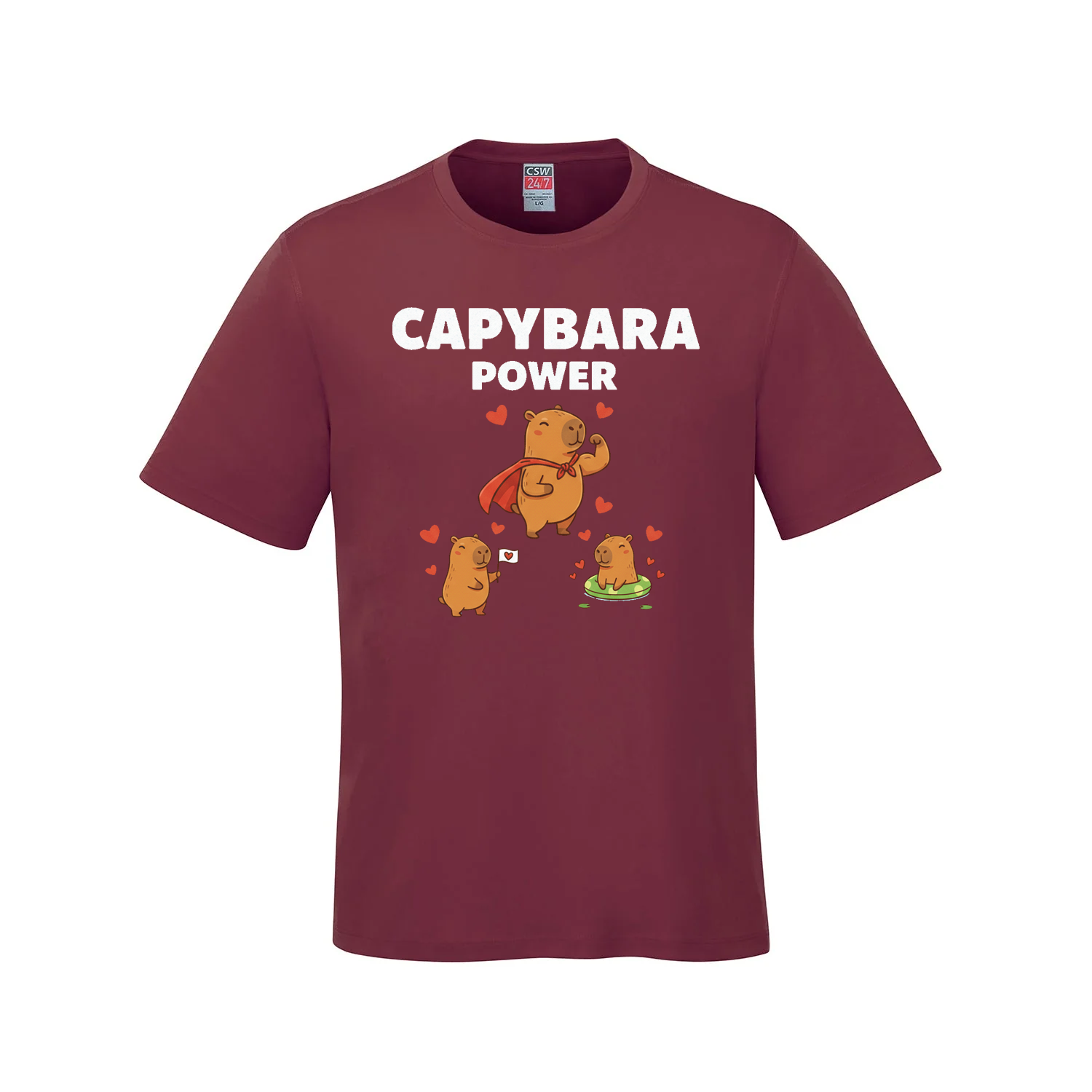 Capybara Power T-Shirt - maroon - T-Shirt - Capybaras - I Love BJs