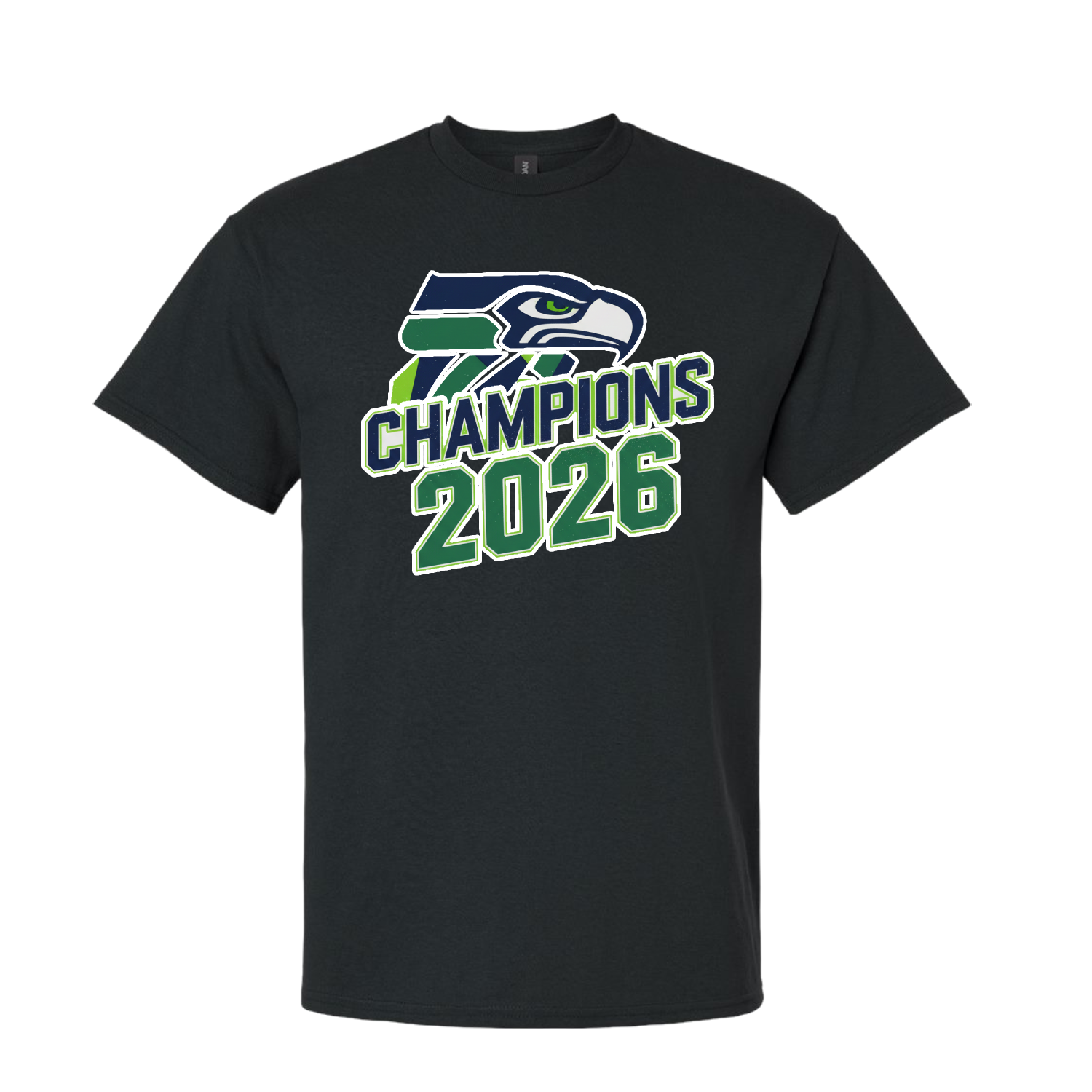Seattle 2026 Gridiron Victory Classic Graphic Tee - Black - T-Shirt - Champions Only - I Love BJs