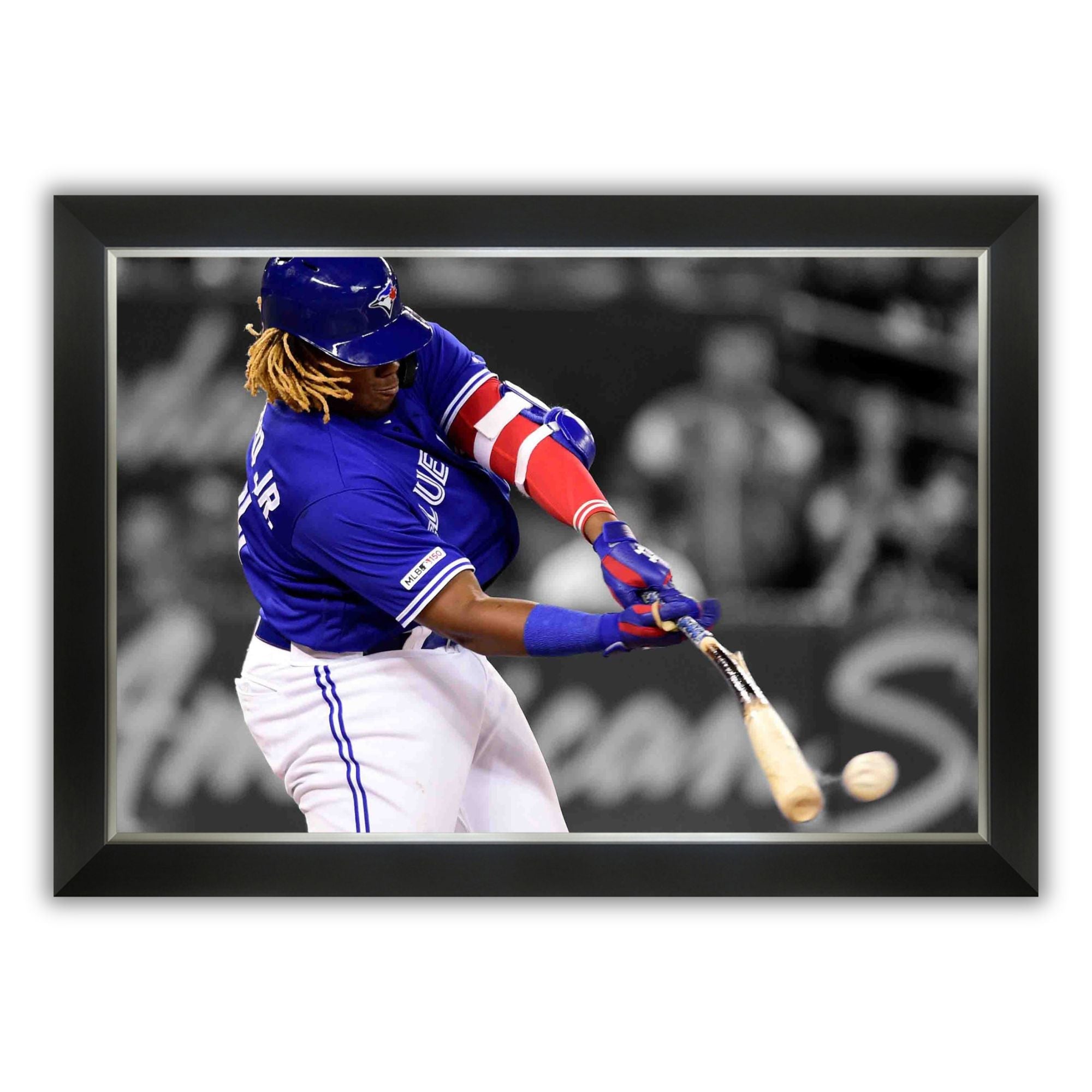 Vladimir Guerrero Jr. "Bat Breaking Hit" Framed Canvas - 33.5" x 23.5" - Default Title - Framed Canvas Print - Autograph Authentic - I Love BJs