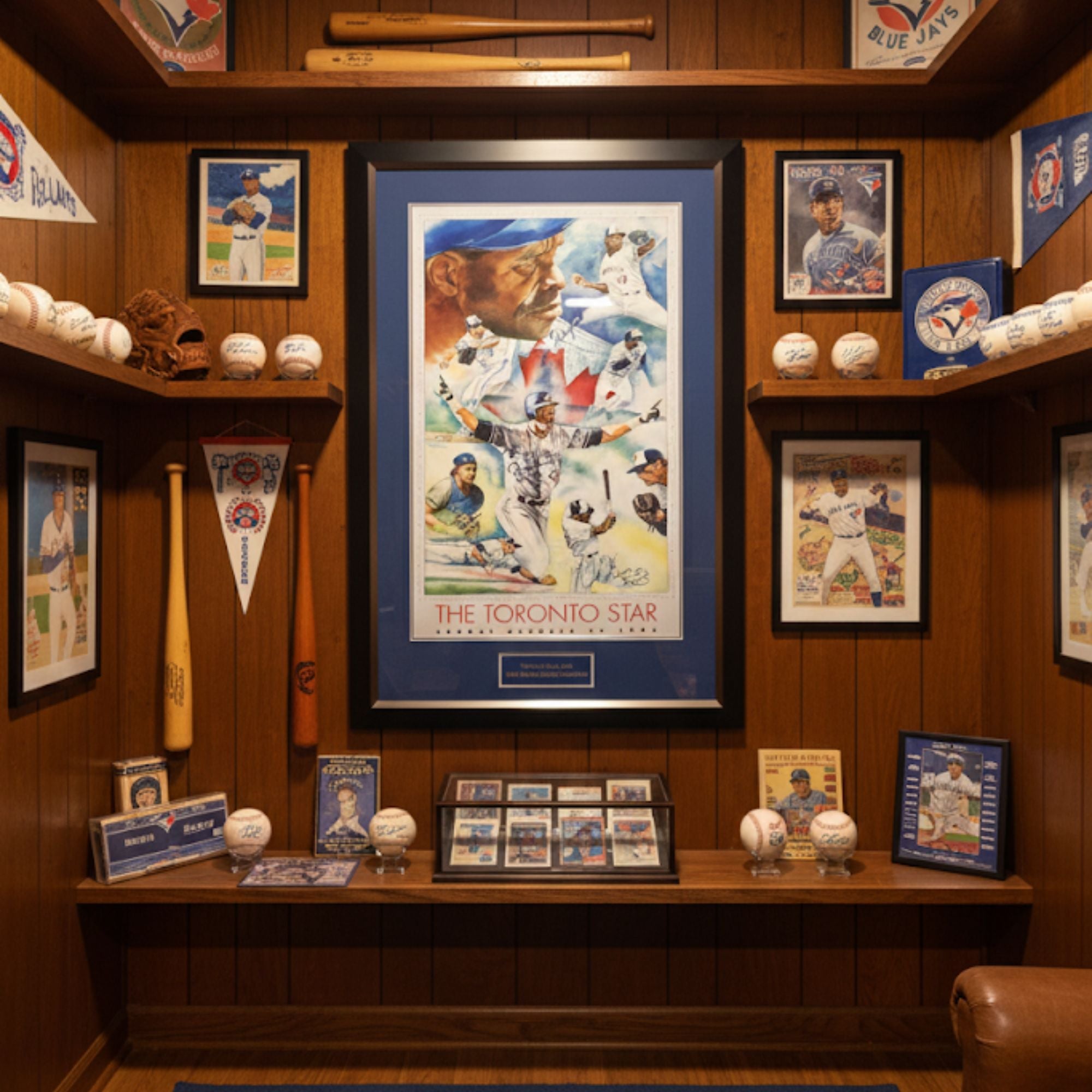 CARTER, BORDERS, ALOMAR, WINFIELD, SIGNED - BLUE JAYS 1992 WORLD SERIES 41"X28" - - Framed Poster - Autograph Authentic - I Love BJs